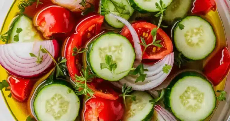 Marinated Cucumbers Onions and Tomatoes